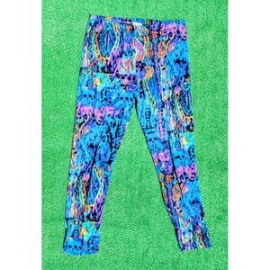 Brat Star Kaleidoscope Girl's XL Ankle Cotton Spandex Soft Pant Leggings EUC